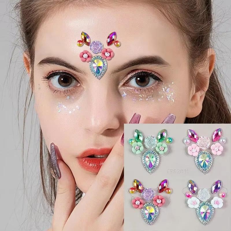 Body Jewelry Eyebrow - 3D Eye Face Rhinestone Stickers Shiny