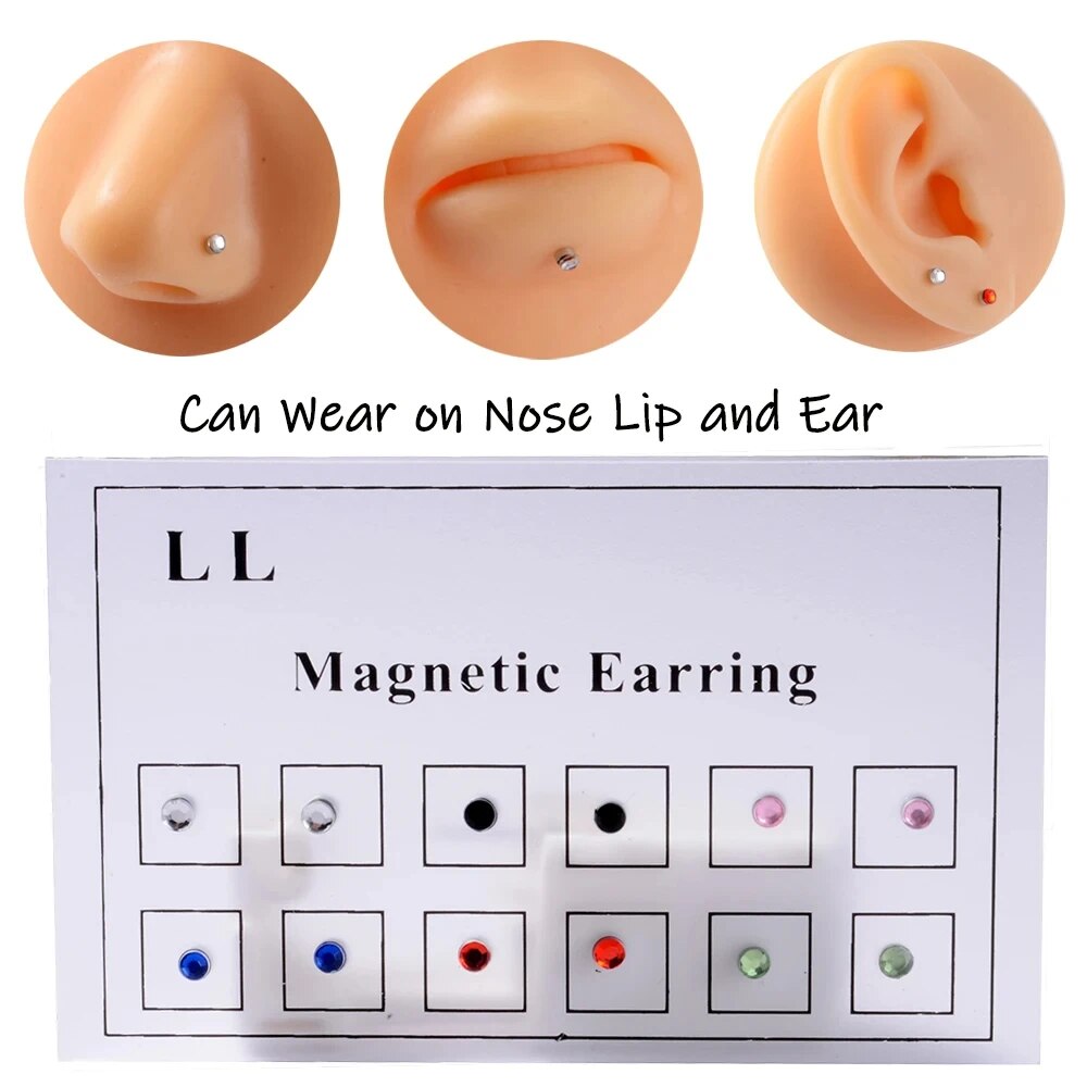 Body Jewelry And Earrings - 12PCS/Card Fake Cheater Non Pierced Magnet