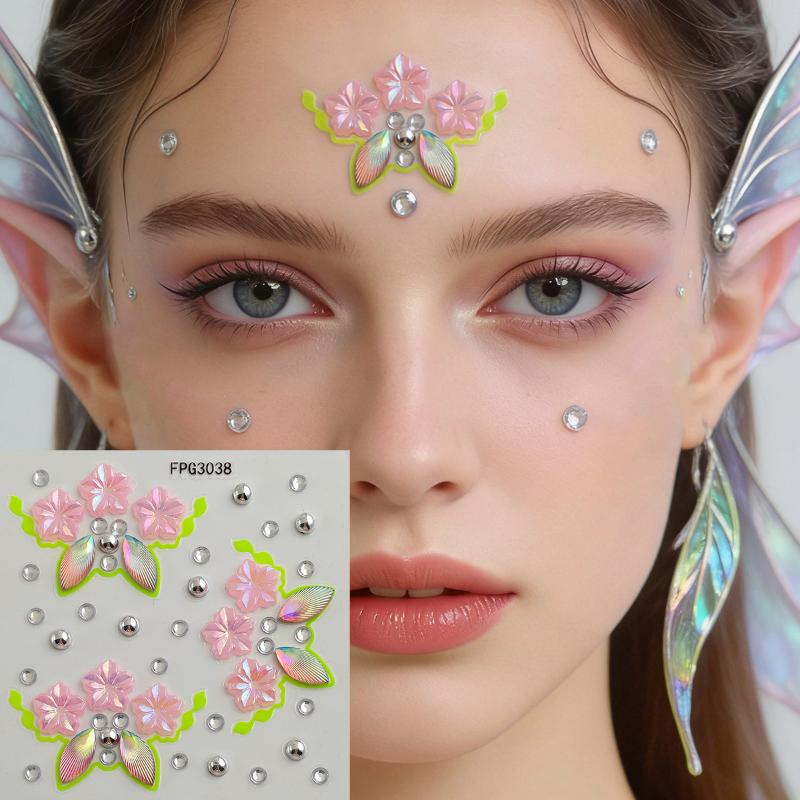 Body Jewelry Eyebrow - Face Jewel Stickers Iridescent Rhinestone Self
