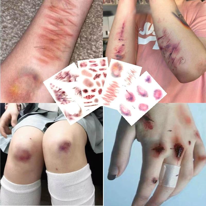 Body Jewelry Eyebrow - 4 Sheets Halloween Wound Bruising Temporary