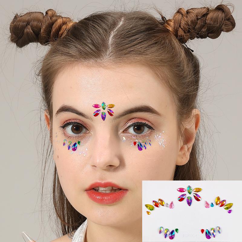 3D Eye Face Rhinestone Sticker - Body Jewelry Eyebrow 评论和价格