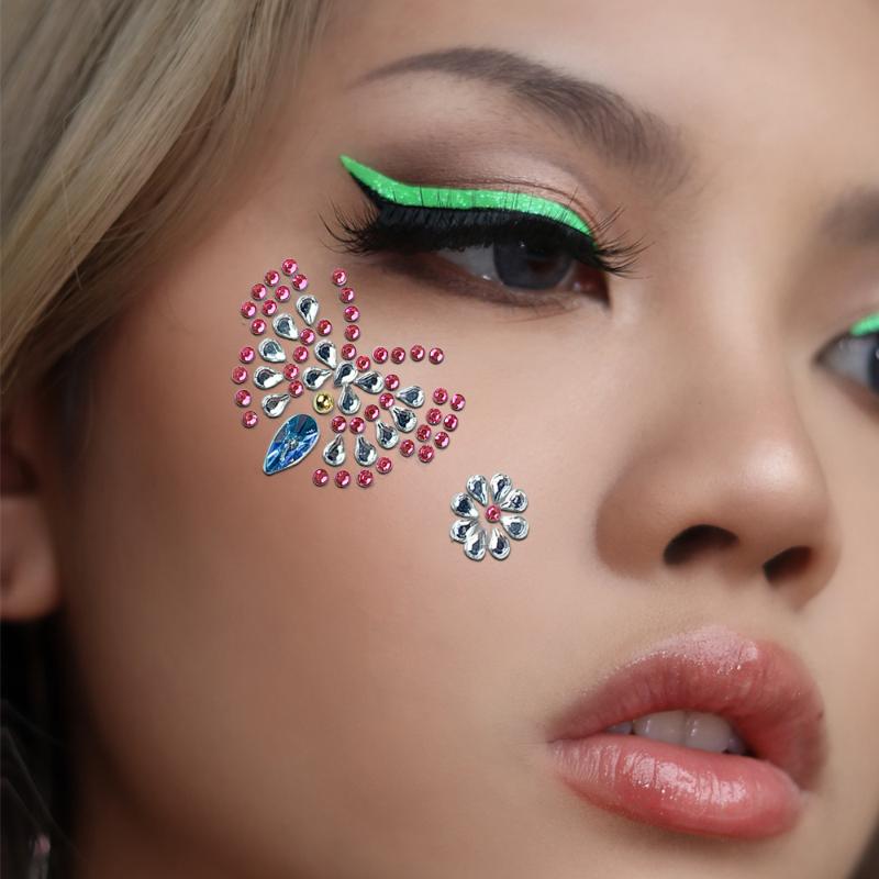 3D Eye Face Rhinestone Sticker - Body Jewelry Eyebrow 评论和价格