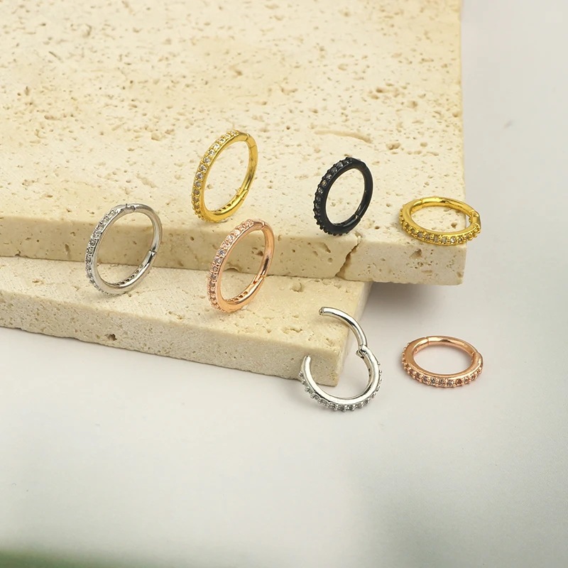 16G Clear CZ Nose Ring Hoop 31 - Body Jewelry And Earrings 评论和价格
