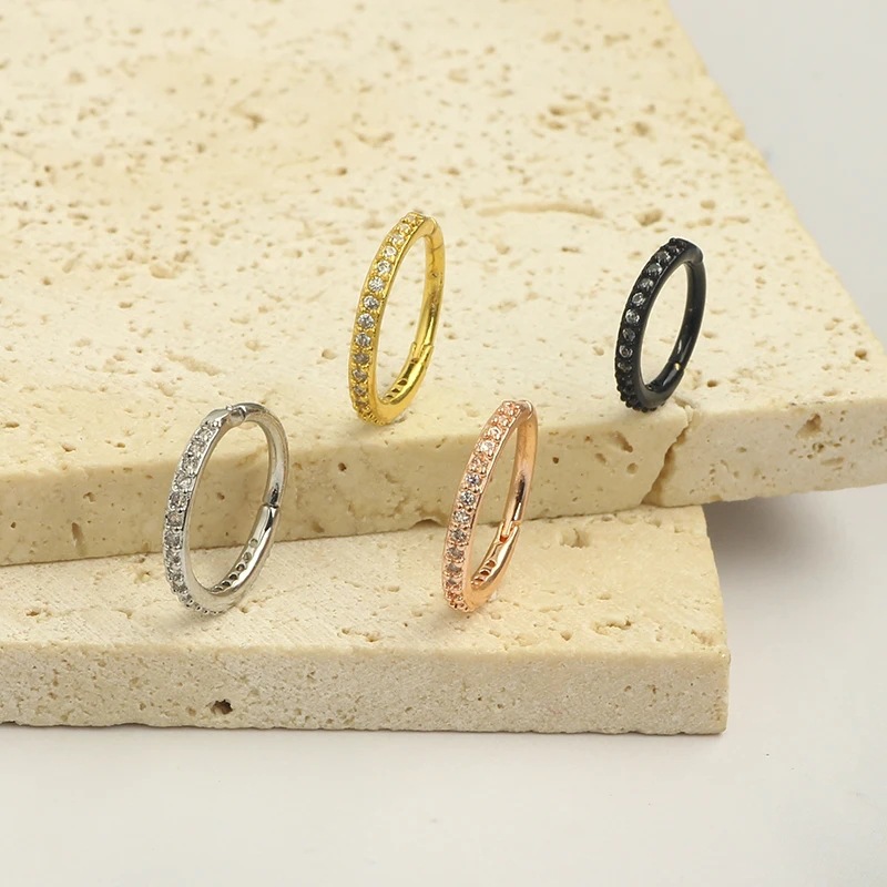 16G Clear CZ Nose Ring Hoop 31 - Body Jewelry And Earrings 评论和价格