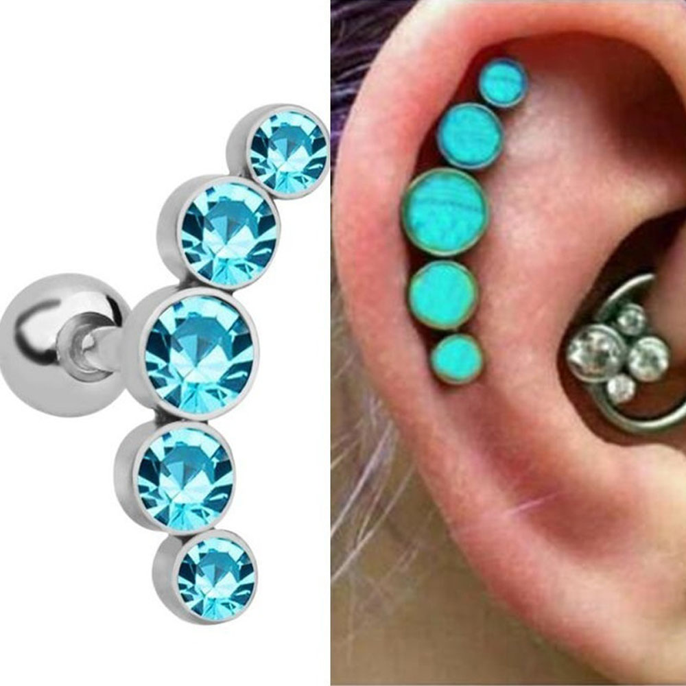 1Pcs Fashion 16G Crystal Gem O - Body Jewelry And Earrings 评论和价格