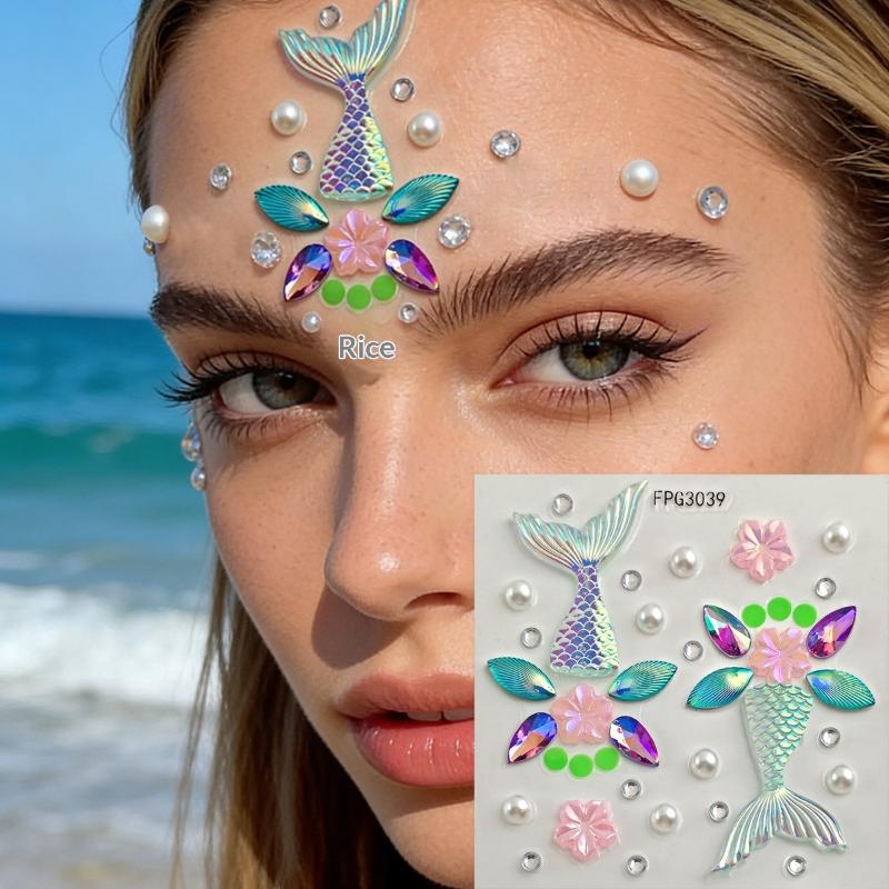 Face Jewel Stickers Iridescent - Body Jewelry Eyebrow 评论和价格