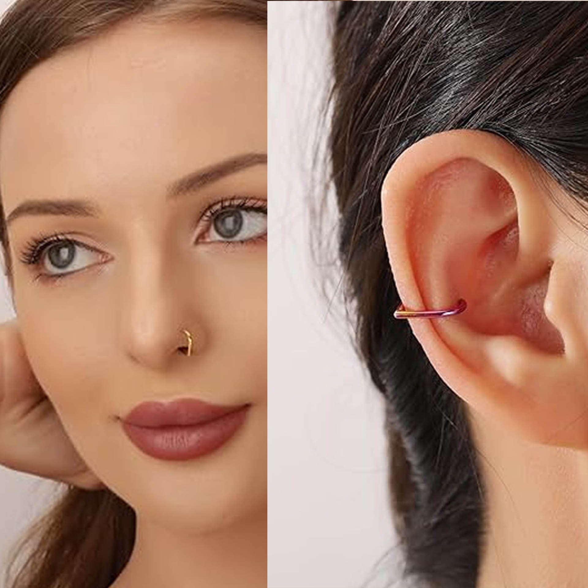 5Pcs Stainless Steel Fake Nose - Body Jewelry And Earrings 评论和价格