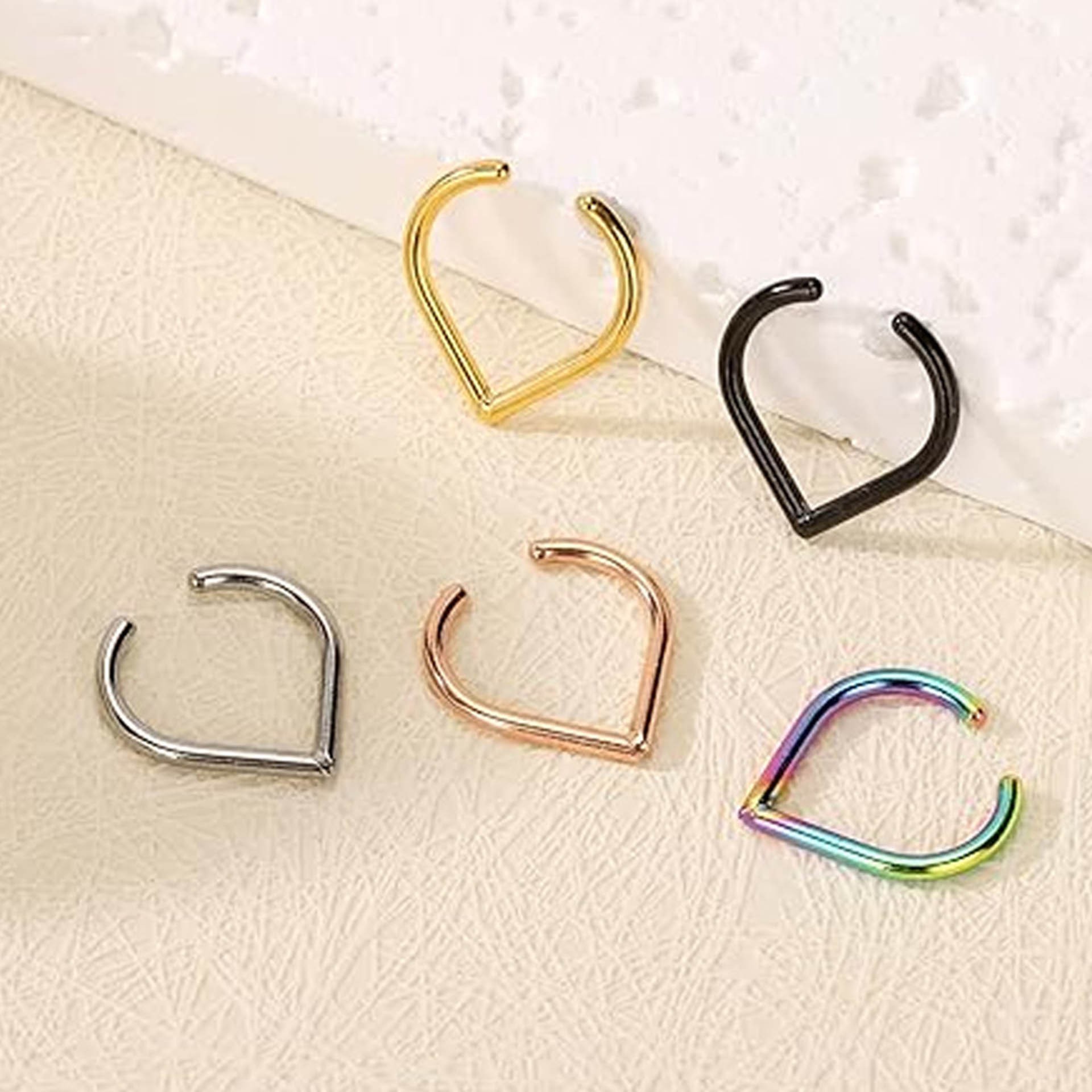 5Pcs Stainless Steel Fake Nose - Body Jewelry And Earrings 评论和价格