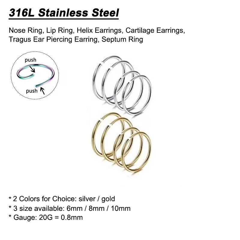 6pcs/lot Hypoallergenic Nose R - Body Jewelry And Earrings 评论和价格