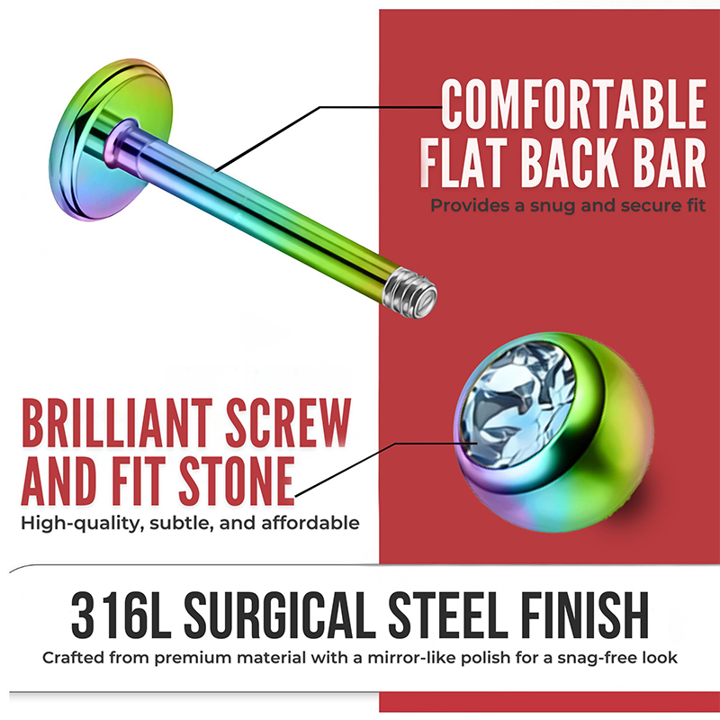 16G Surgical Steel Ball Top CZ - Body Jewelry And Earrings 评论和价格