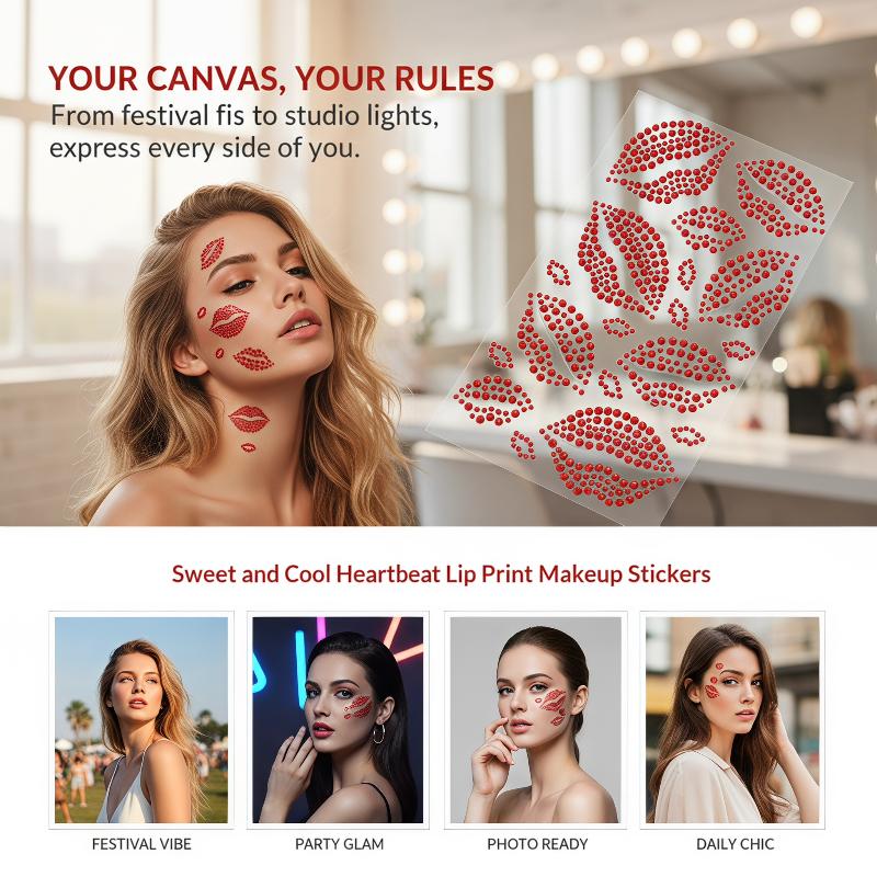 1 Sheet Realistic Red Kiss Lip - Body Jewelry Eyebrow 评论和价格