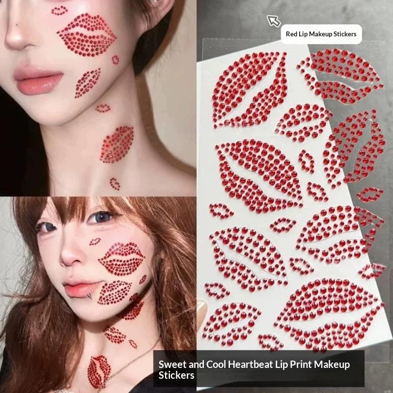 1 Sheet Realistic Red Kiss Lip - Body Jewelry Eyebrow 评论和价格