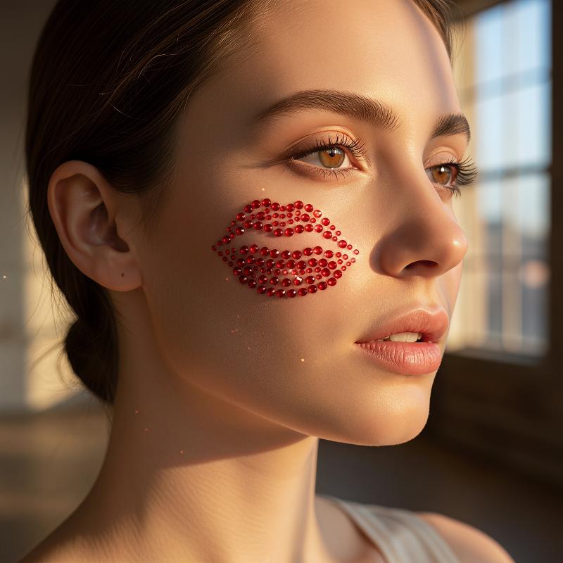 1 Sheet Realistic Red Kiss Lip - Body Jewelry Eyebrow 评论和价格